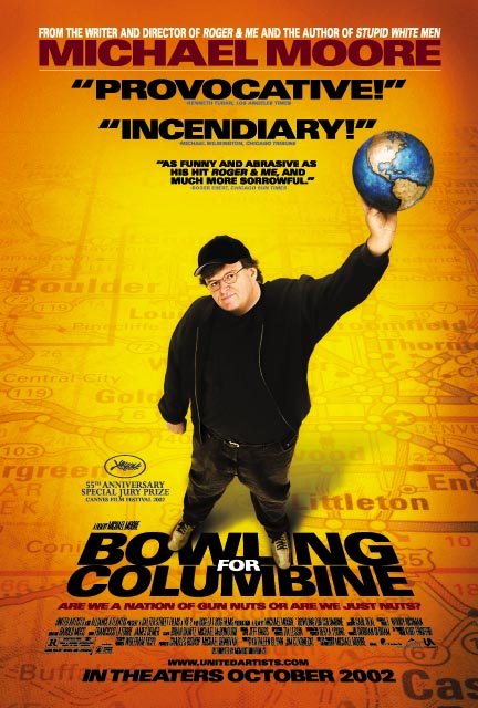 Michael Moore isn't shameful of hyping himself in Bowling for Columbine